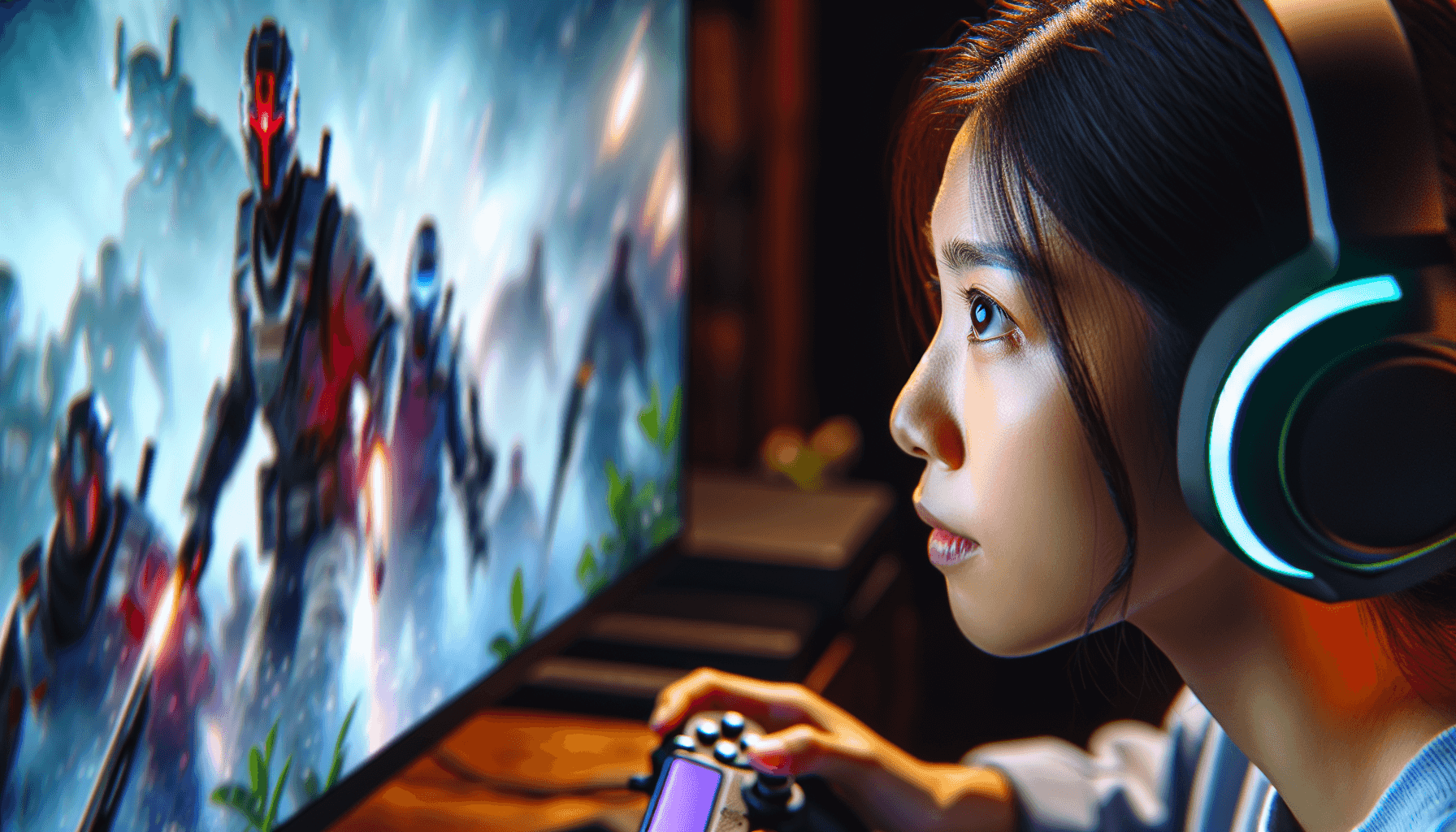 Gamer concentré sur un écran haute résolution