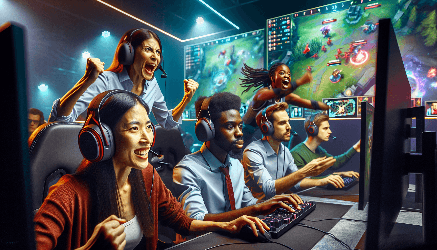 Groupe de joueurs participant à un tournoi compétitif
